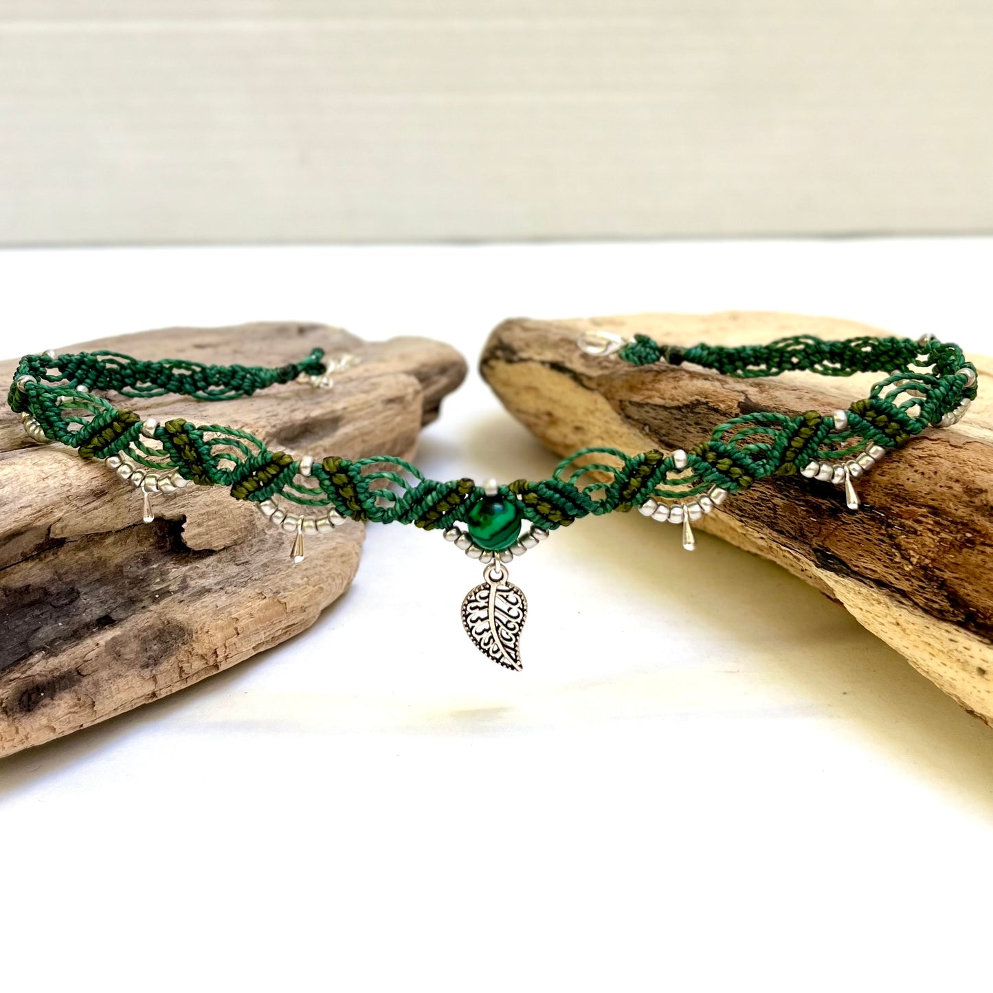 Malachite crystal choker