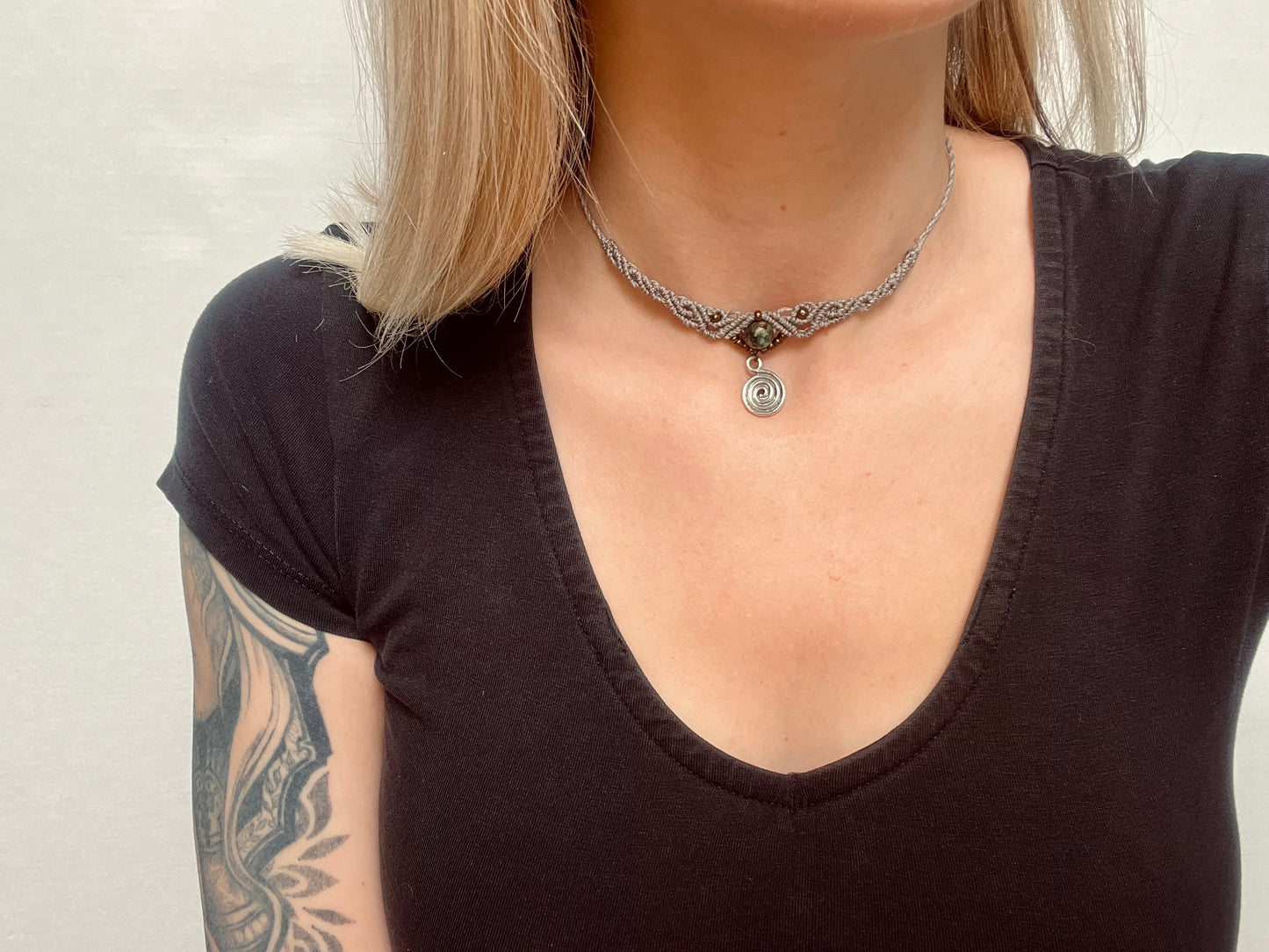 Necklace with crystal African turquoise