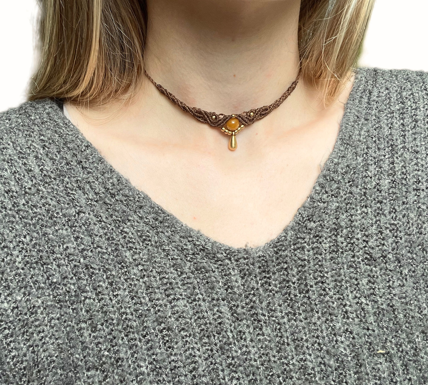 Ogrlica s kristalom Rumeni žad