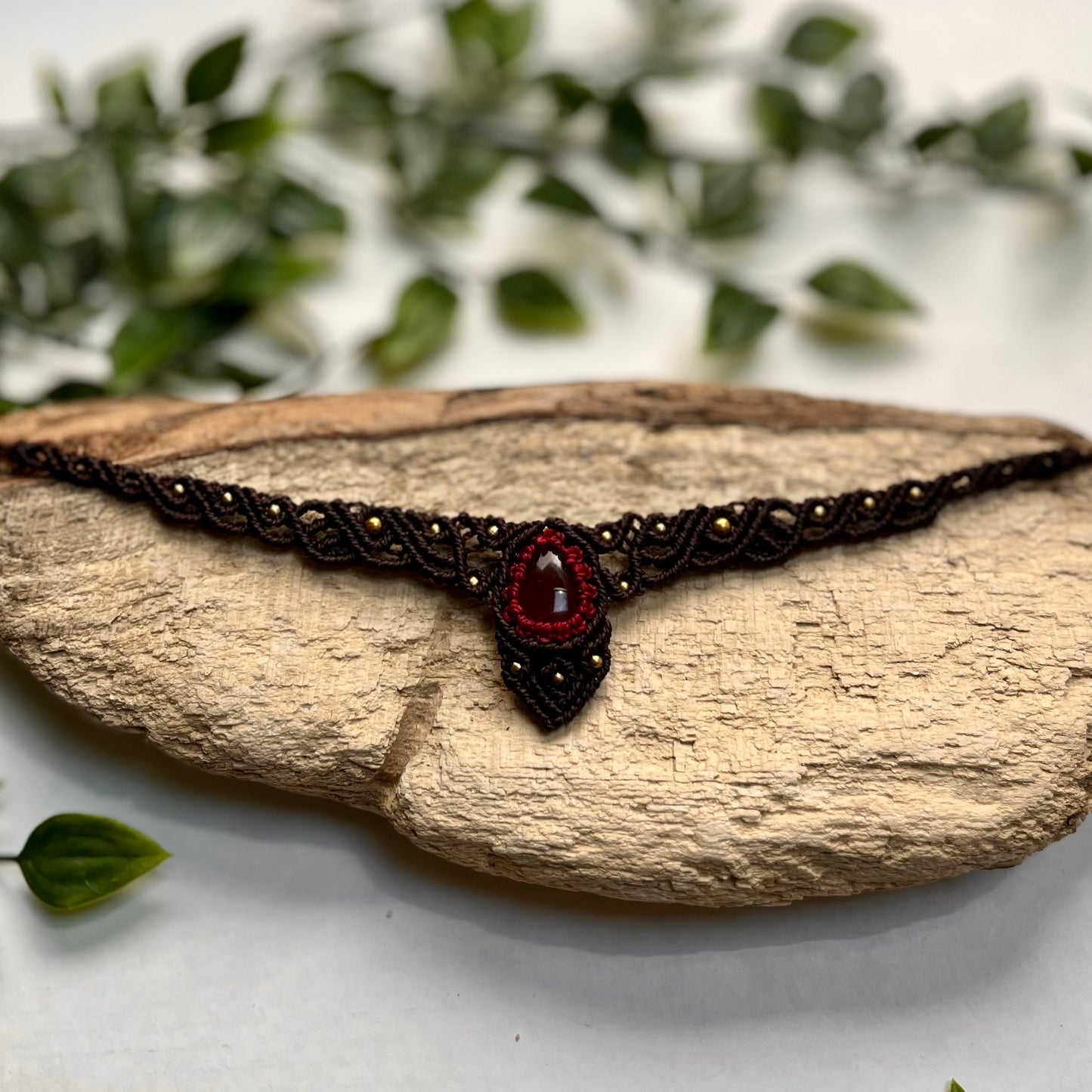 Red Agate Crystal Necklace
