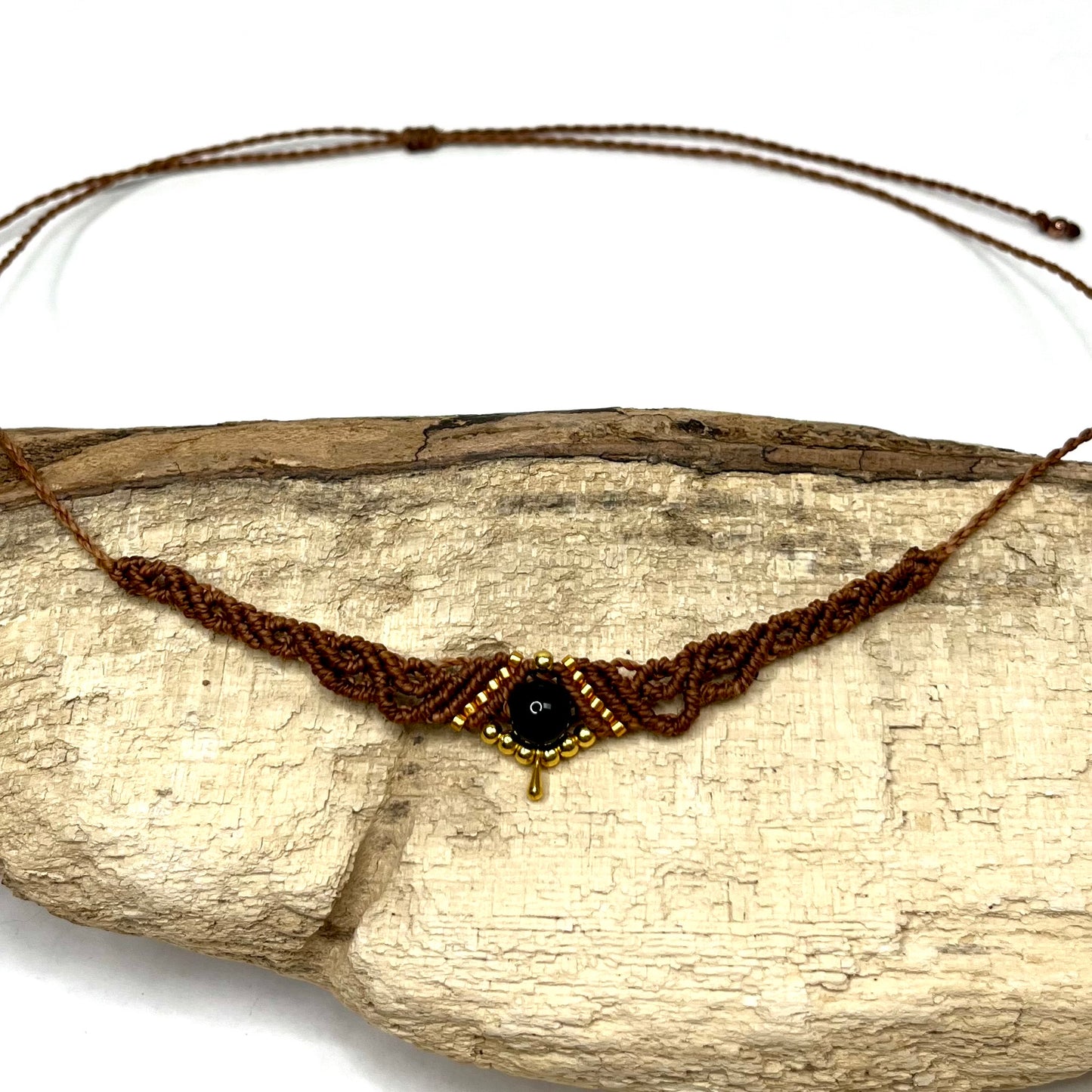 Necklace with Black Agate Crystal