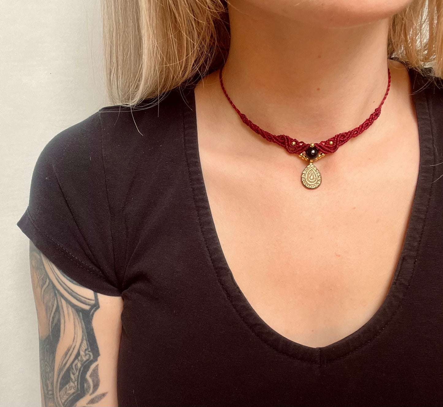 Necklace with Black Agate Crystal