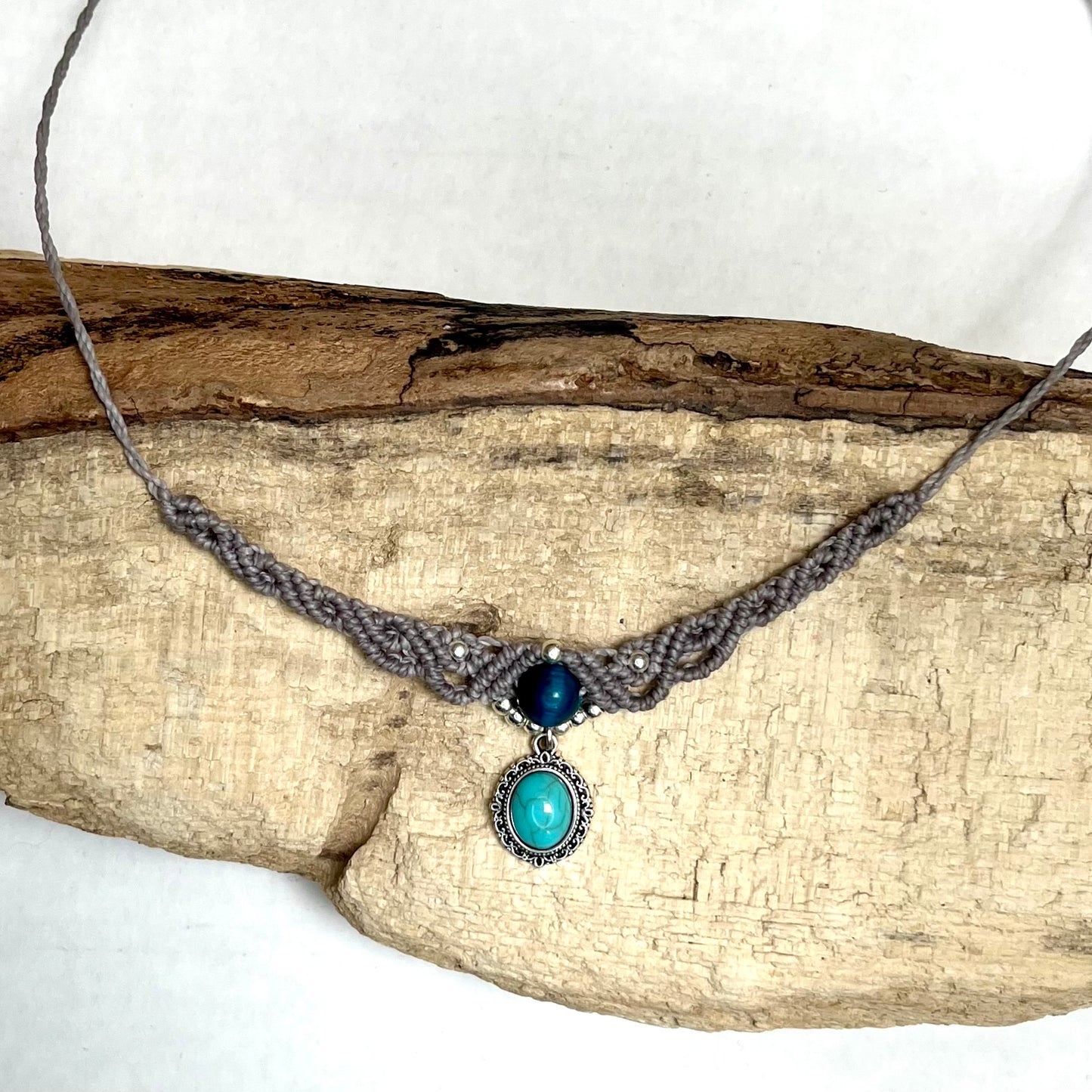 Blue Tiger Eye Crystal Necklace