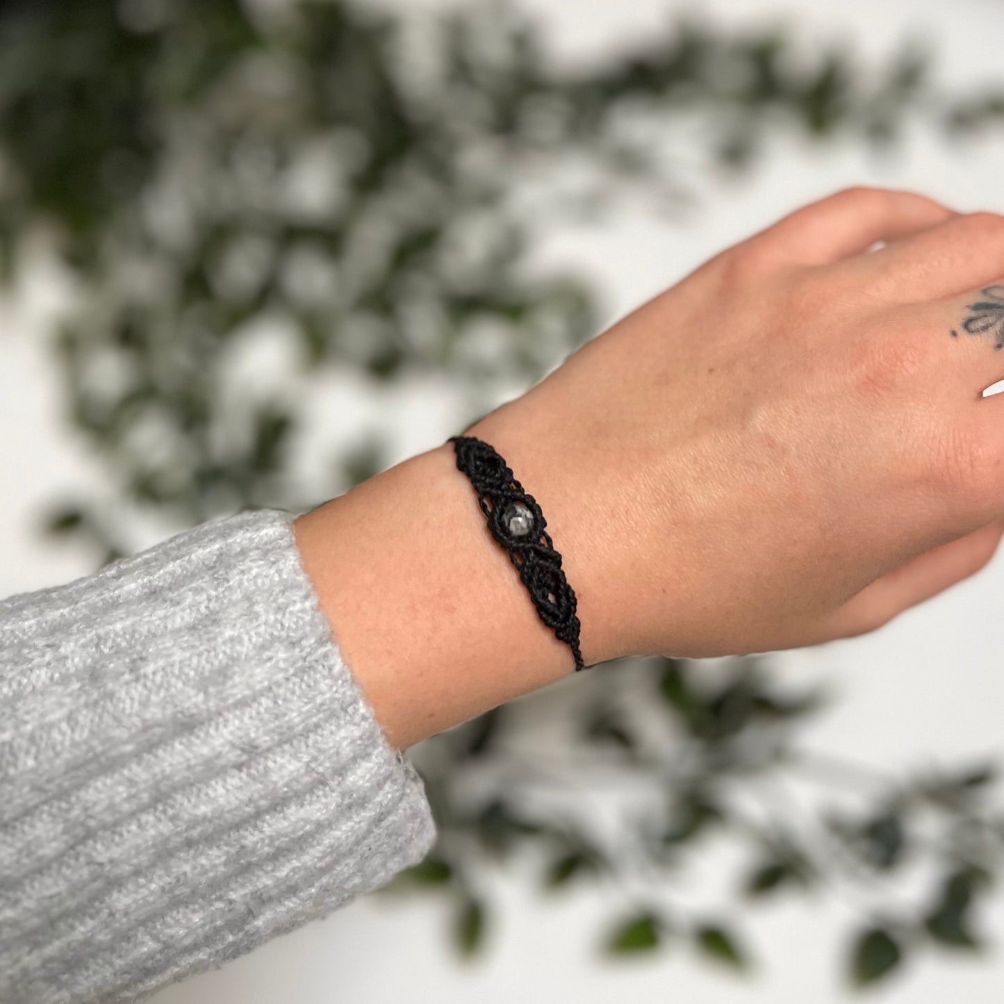 Bracelet with crystal Grey jasper