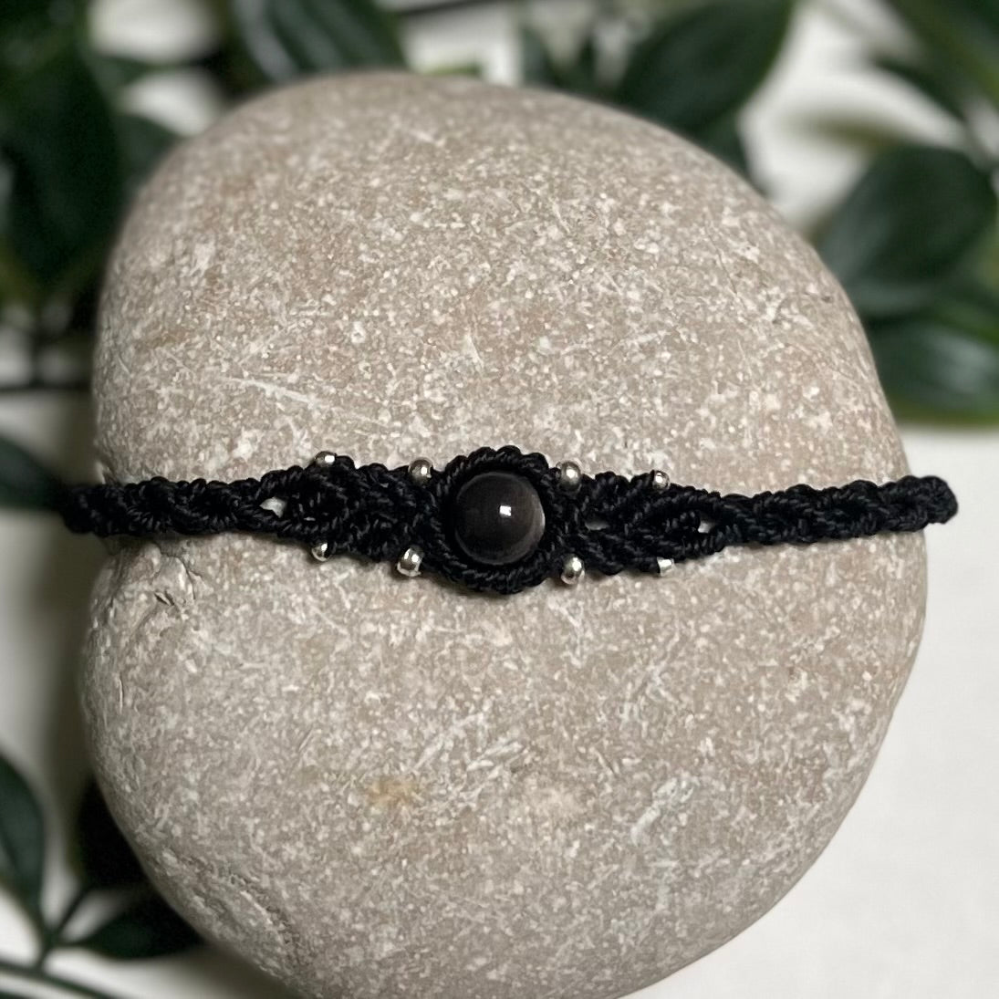 Bracelet with crystal Silver obsidian