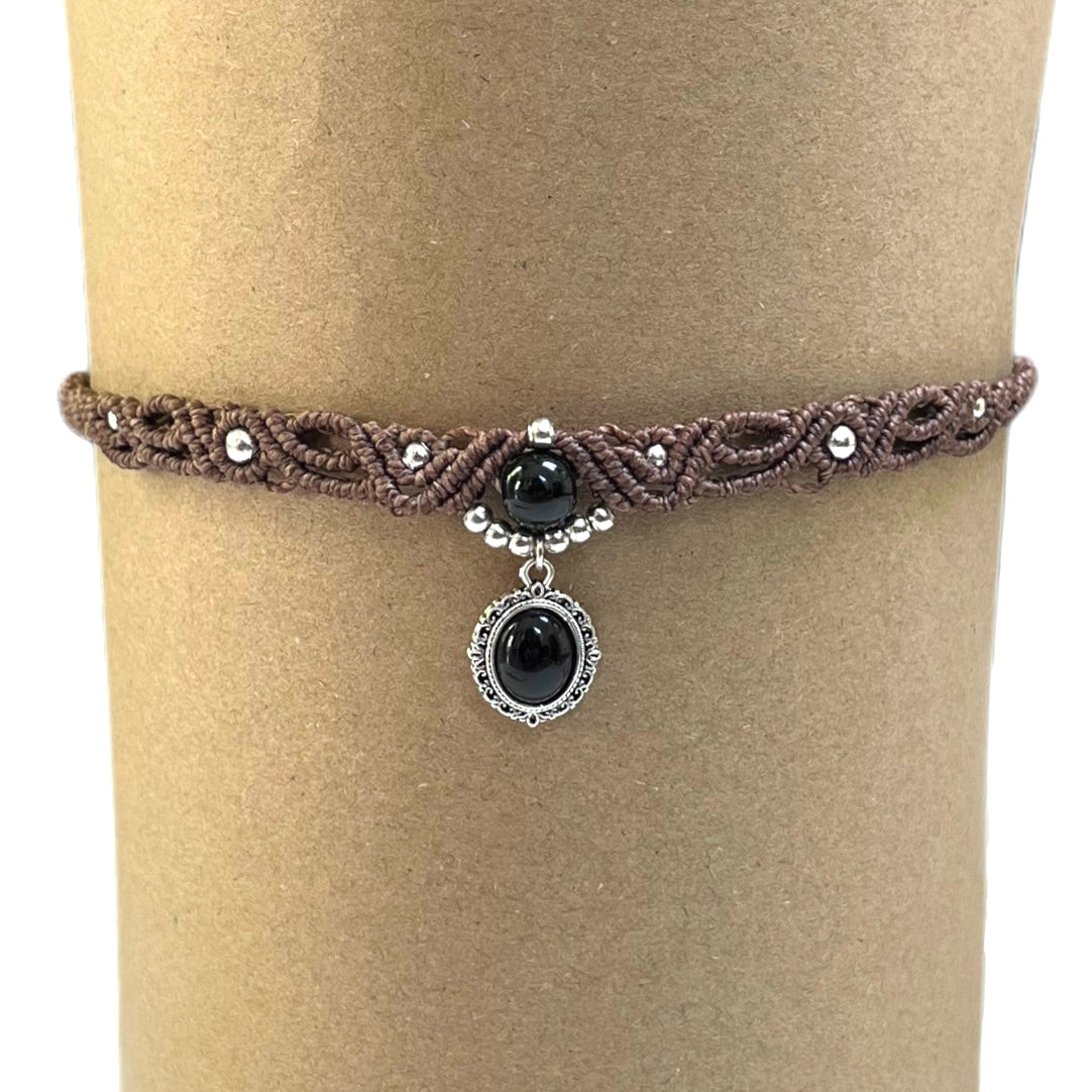 Choker s kristalom Črni ahat