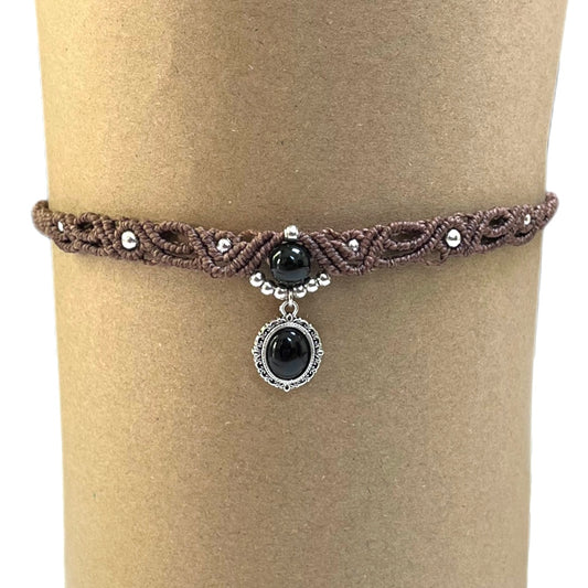 Choker s kristalom Črni ahat