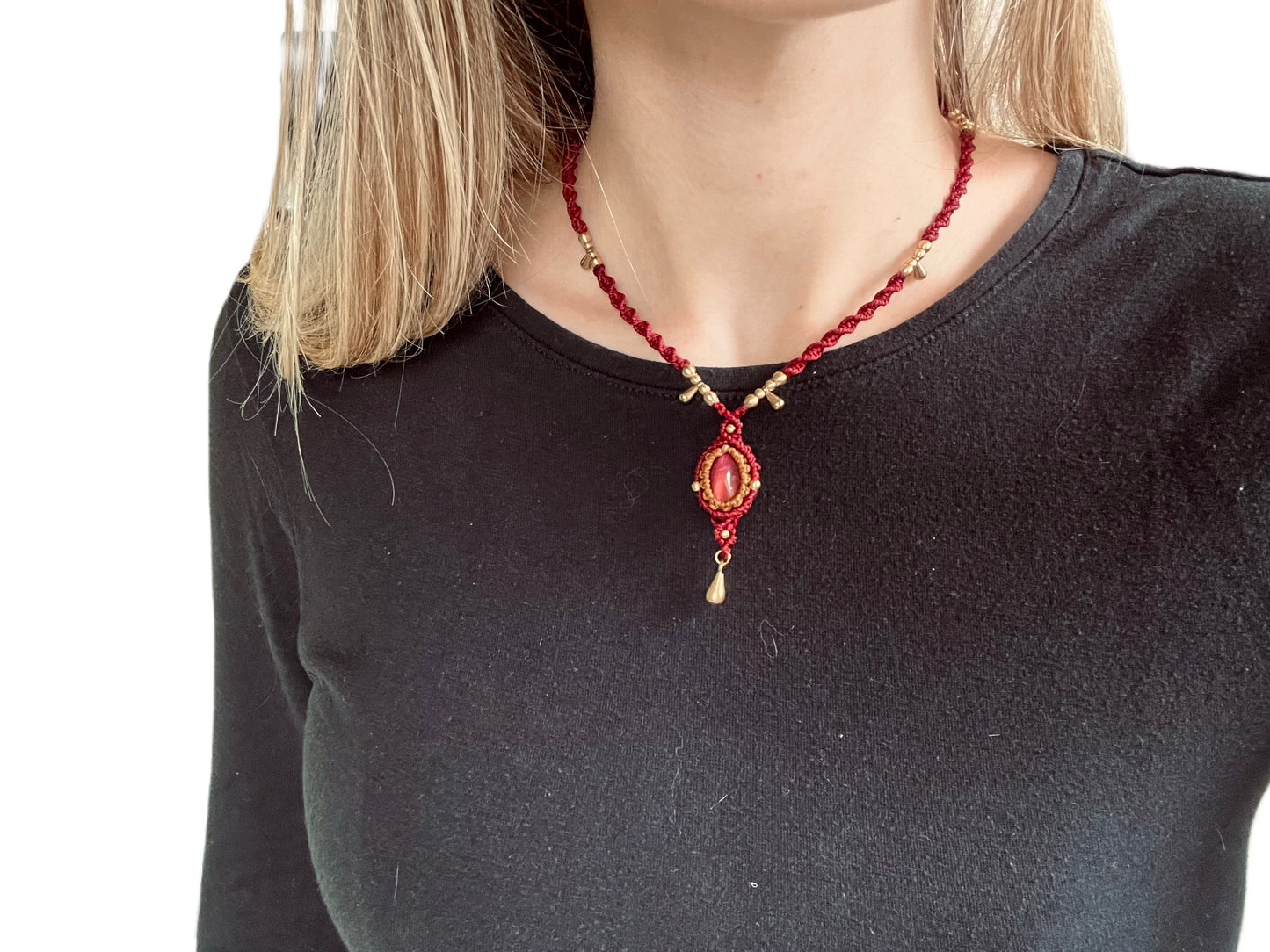 Ogrlica s kristalom Rožnato tigrovo oko