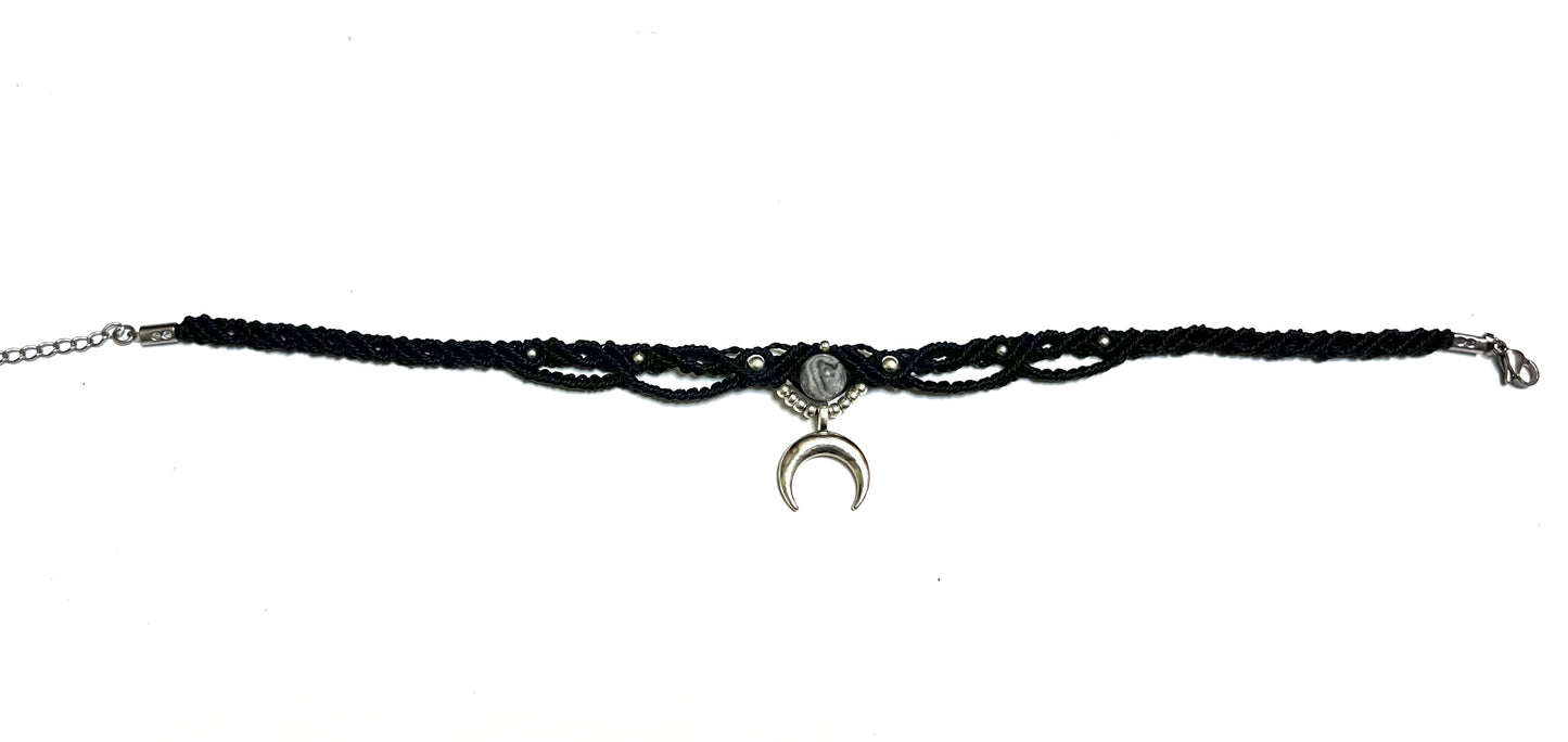 Choker s kristalom Sivi jaspis