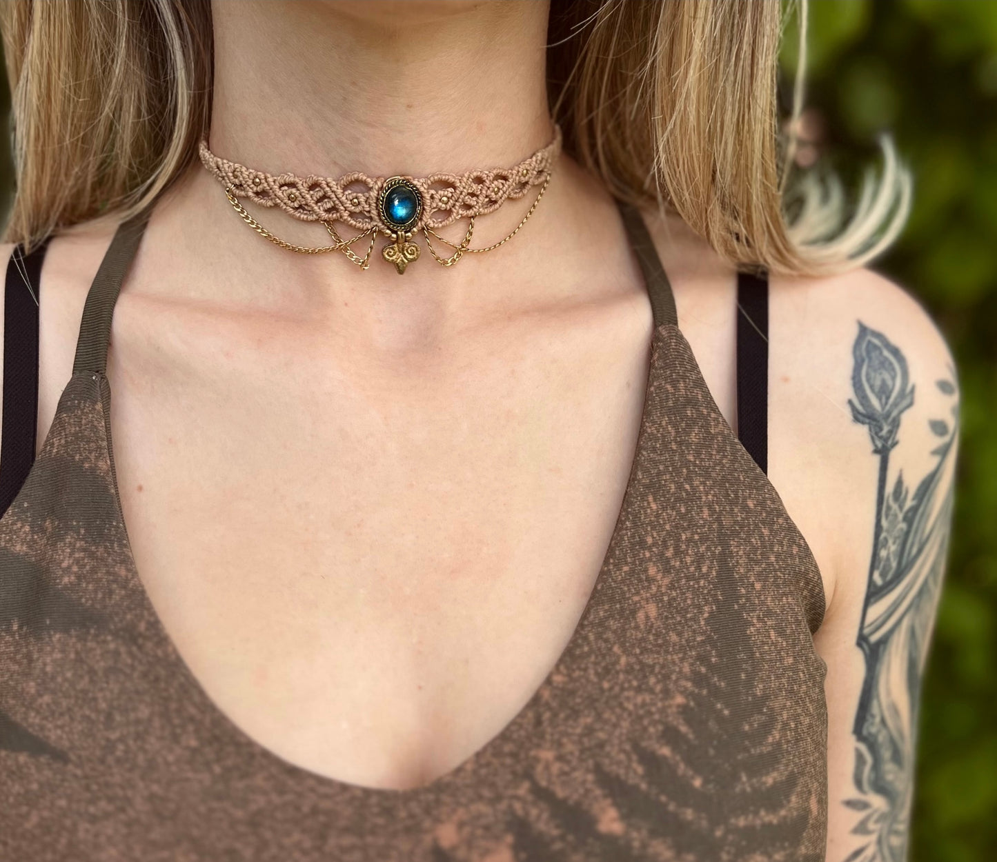 Choker ogrlica s kristalom Labradorit