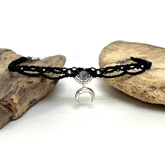 Choker s kristalom Sivi jaspis
