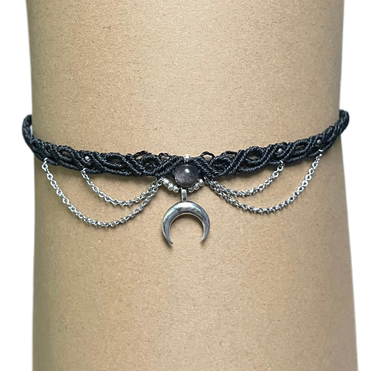 Choker s kristalom Srebrni obsidijan