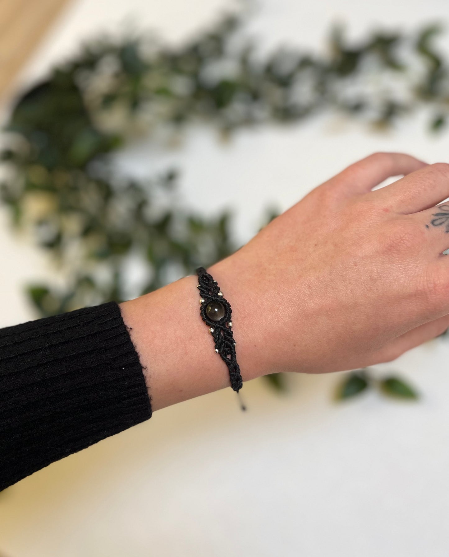 Bracelet with crystal Silver obsidian