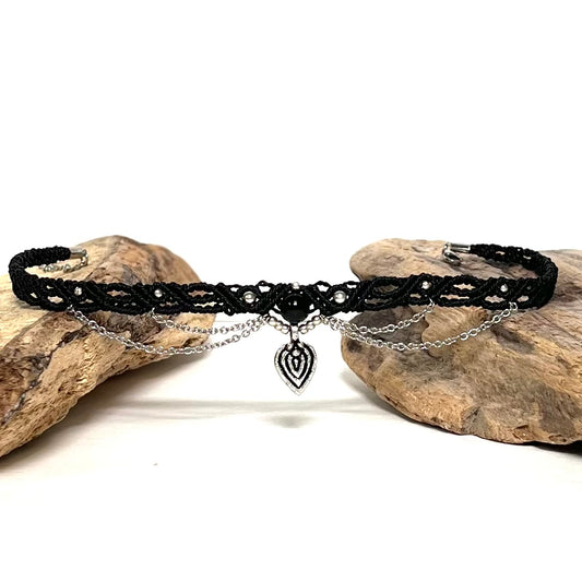 Choker s kristalom Črni ahat